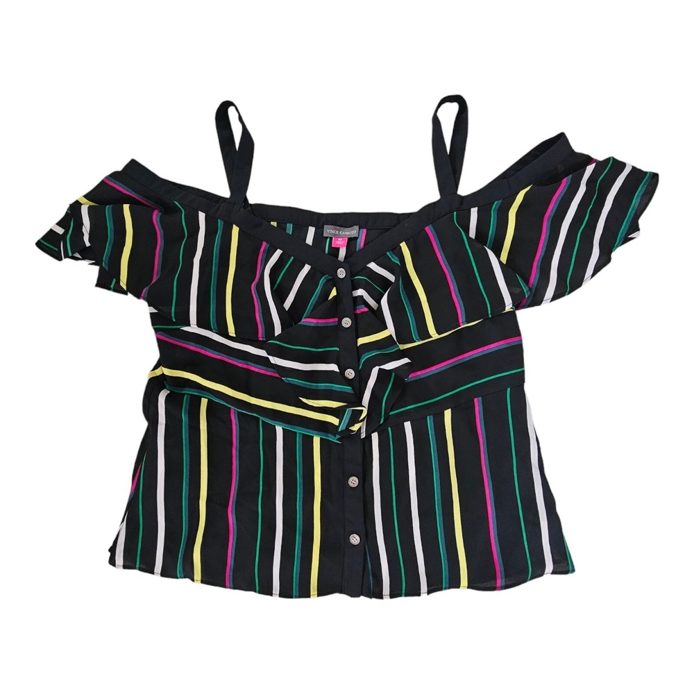 Vince Camuto Paradise Striped Off-The-Shoulder Blouse Women's Medium $69